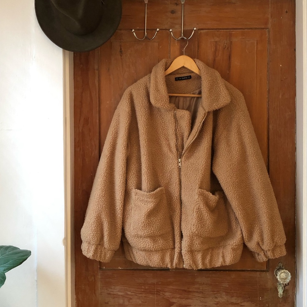 Zaful fluffy zip-up jacket